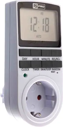 Produktfoto 1 von RS PRO Digital Zeitschaltuhr zum Einstecken 230V ac Typ F