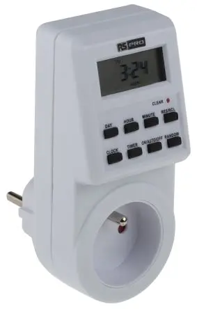 Produktfoto 1 von RS PRO Digital Zeitschaltuhr zum Einstecken 10-Programme 230V Typ E