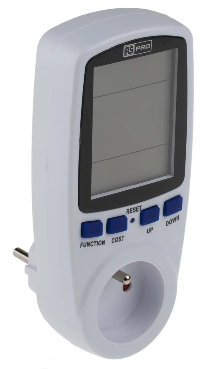 Produktfoto 1 von RS PRO Power Meter Socket Energiemessgerät LCD 1 Eing.