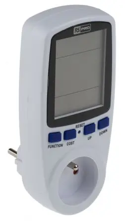 Produktfoto 1 von RS PRO Power Meter Socket Energiemessgerät LCD 1 Eing.
