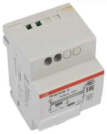 Produktfoto 1 von ABB 16 VA Klingeltrafo / Sekundär 12 to 24 V ac DIN-Hutschiene, 0.065 m x 0.060m x 0.065 m