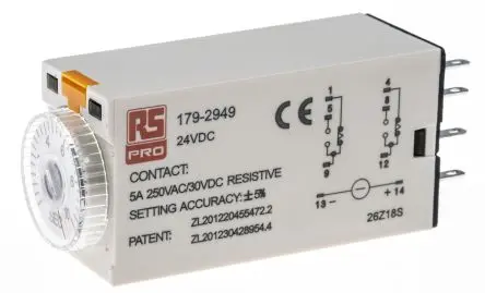 Produktfoto 1 von RS PRO TKB Zeitrelais 24 V dc 24V ac, 0.5 to 10 s, 2 Kont. 1, 2-poliger Umschalter