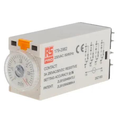 Produktfoto 1 von RS PRO TKB Zeitrelais 230V ac, 0.1 to 3 min, 4 Kont. 1, 4-poliger Schließer