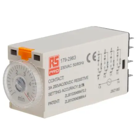 Produktfoto 1 von RS PRO TKB Zeitrelais 230V ac, 0.2 to 5 min, 4 Kont. 1, 4-poliger Schließer