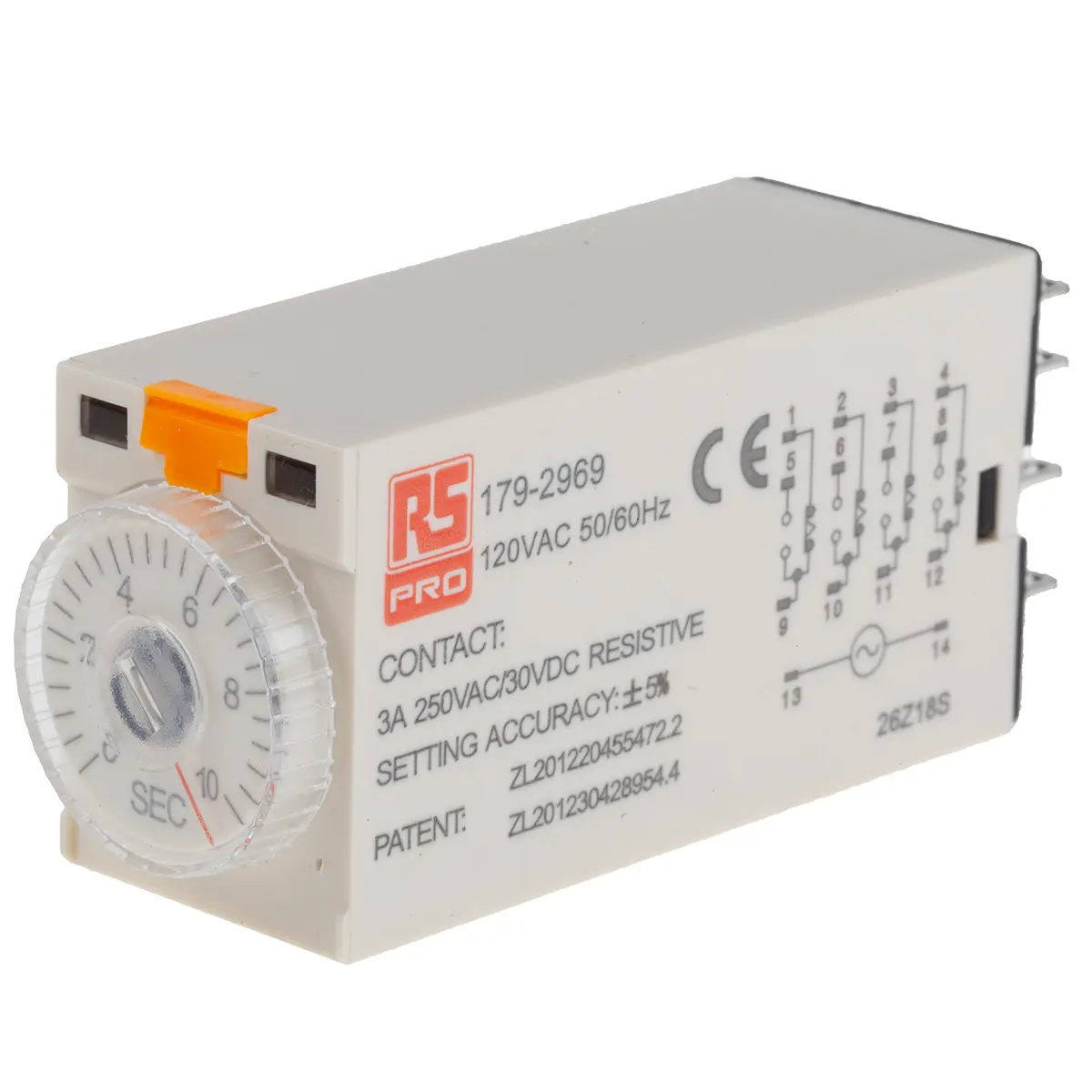 RS PRO Zeitrelais, Steckanschluss , 0.5 → 10s, 110V ac, 4 Kont. Einfach, 4-poliger Wechsler