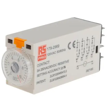 Produktfoto 1 von RS PRO TKB Zeitrelais 110V ac, 0.5 to 10 s, 4 Kont. 1, 4-poliger Schließer