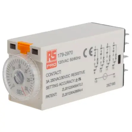 Produktfoto 1 von RS PRO TKB Zeitrelais 110V ac, 1 to 30 s, 4 Kont. 1, 4-poliger Schließer