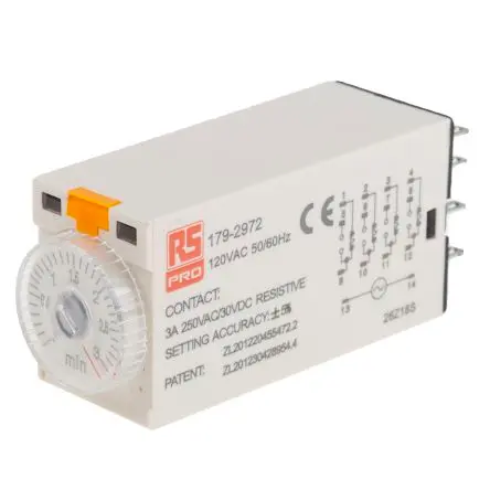 Produktfoto 1 von RS PRO TKB Zeitrelais 110V ac, 0.1 to 3 min, 4 Kont. 1, 4-poliger Schließer