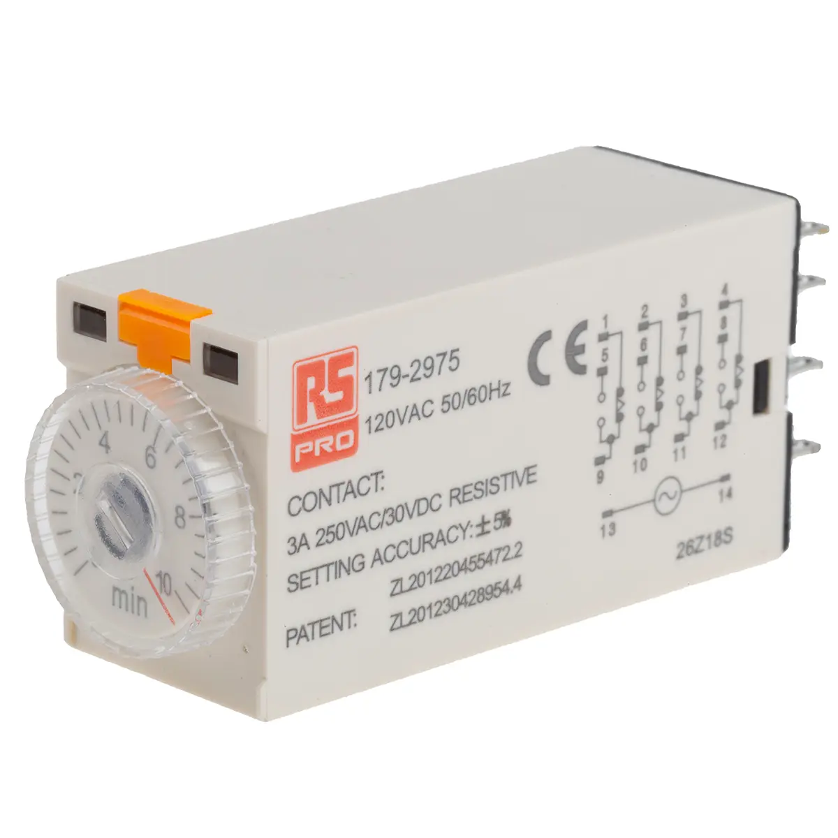 Produktfoto 1 von RS PRO Zeitrelais, Steckanschluss , 0.5 → 10min, 110V ac, 4 Kont. Einfach, 4-poliger Wechsler