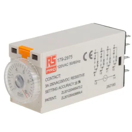 Produktfoto 1 von RS PRO TKB Zeitrelais 110V ac, 0.5 to 10 min, 4 Kont. 1, 4-poliger Schließer