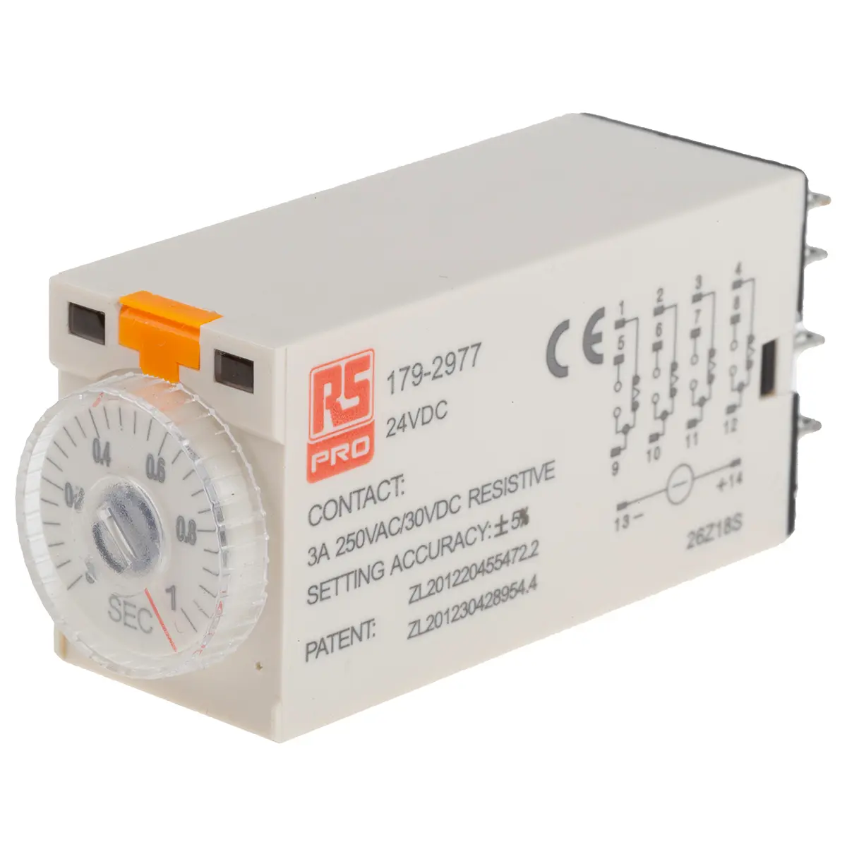 Produktfoto 1 von RS PRO Zeitrelais, Steckanschluss , 0.1 → 1s, 24V dc, 4 Kont. Einfach, 4-poliger Wechsler