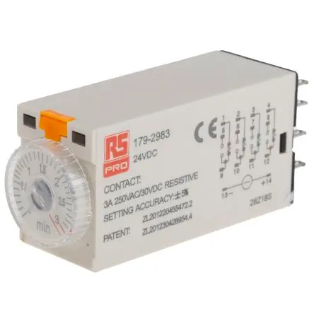 Produktfoto 1 von RS PRO TKB Zeitrelais 24 V dc 24V ac, 0.1 to 3 min, 4 Kont. 1, 4-poliger Schließer