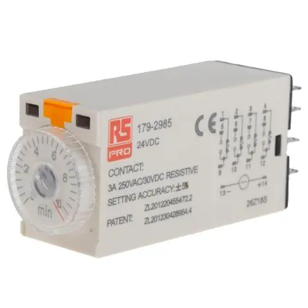 Produktfoto 1 von RS PRO TKB Zeitrelais 24 V dc 24V ac, 0.5 to 10 min, 4 Kont. 1, 4-poliger Schließer