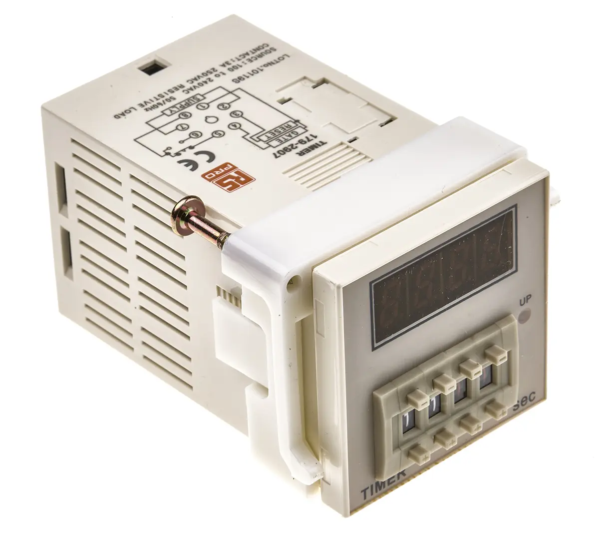 Produktfoto 1 von RS PRO Zeitrelais, Steckanschluss , 99.9s, 100 → 240V ac, 1 Kont. Einfach, 1-poliger Wechsler