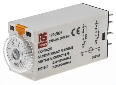 Produktfoto 1 von RS PRO TKB Zeitrelais 230V ac, 0.2 to 5 s, 2 Kont. 1, 2-poliger Umschalter