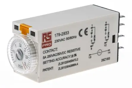 Produktfoto 1 von RS PRO TKB Zeitrelais 230V ac, 0.1 to 3 min, 2 Kont. 1, 2-poliger Umschalter