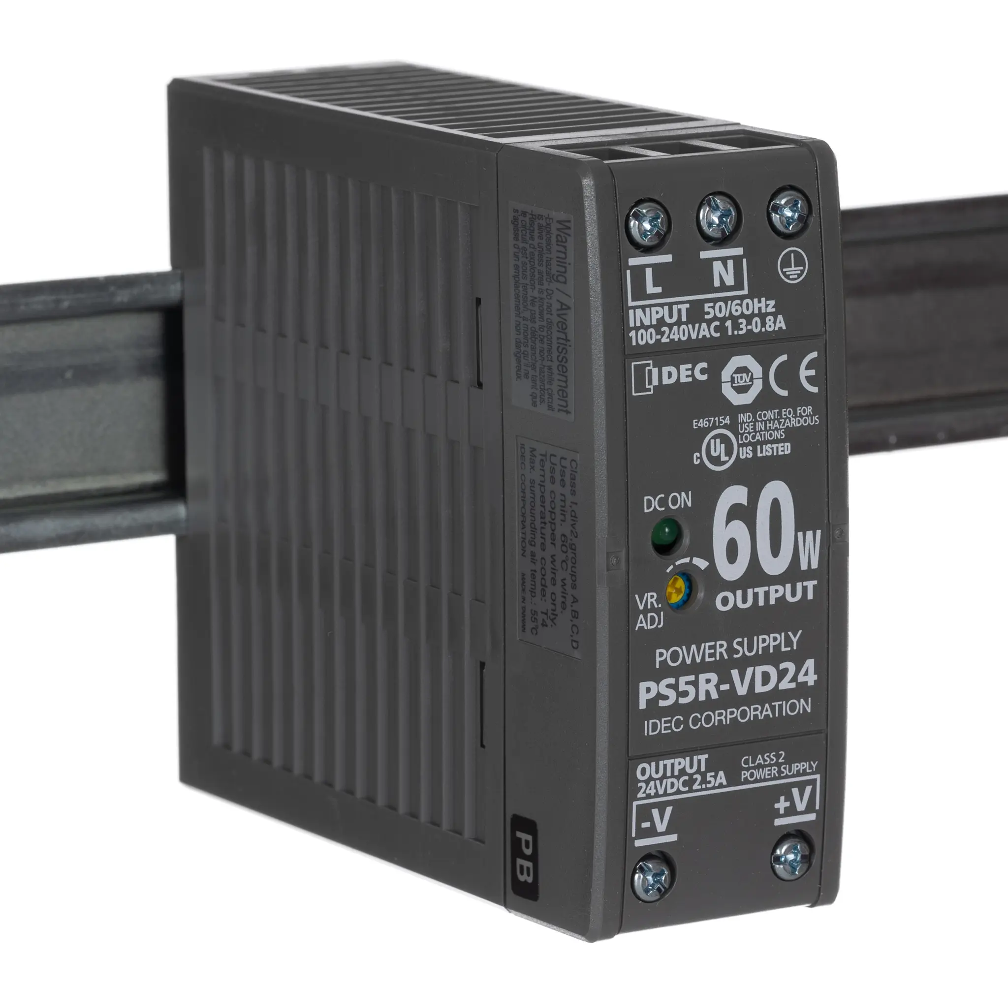 Produktfoto 1 von Idec PS5R DIN-Schienen Netzteil Getaktet 24V dc / 2.5A 60W 85 → 264 V ac / 100 → 370V dc