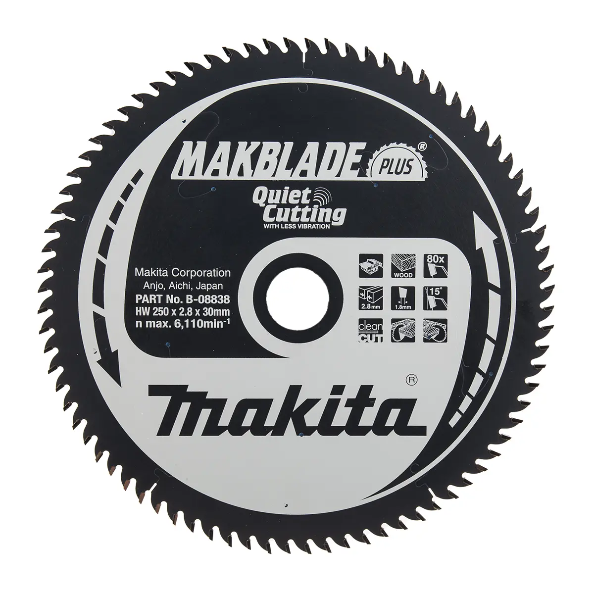 Produktfoto 1 von Makita 80 Wolframcarbid Holz Kreissägeblatt, Ø 250 mm 1