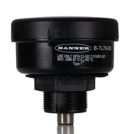 Produktfoto 1 von Banner B-TL70 LED Signalsäule Dauer-Licht 30V dc Klar DC / 92 dB IP65, 70 mm x 47.5 mm