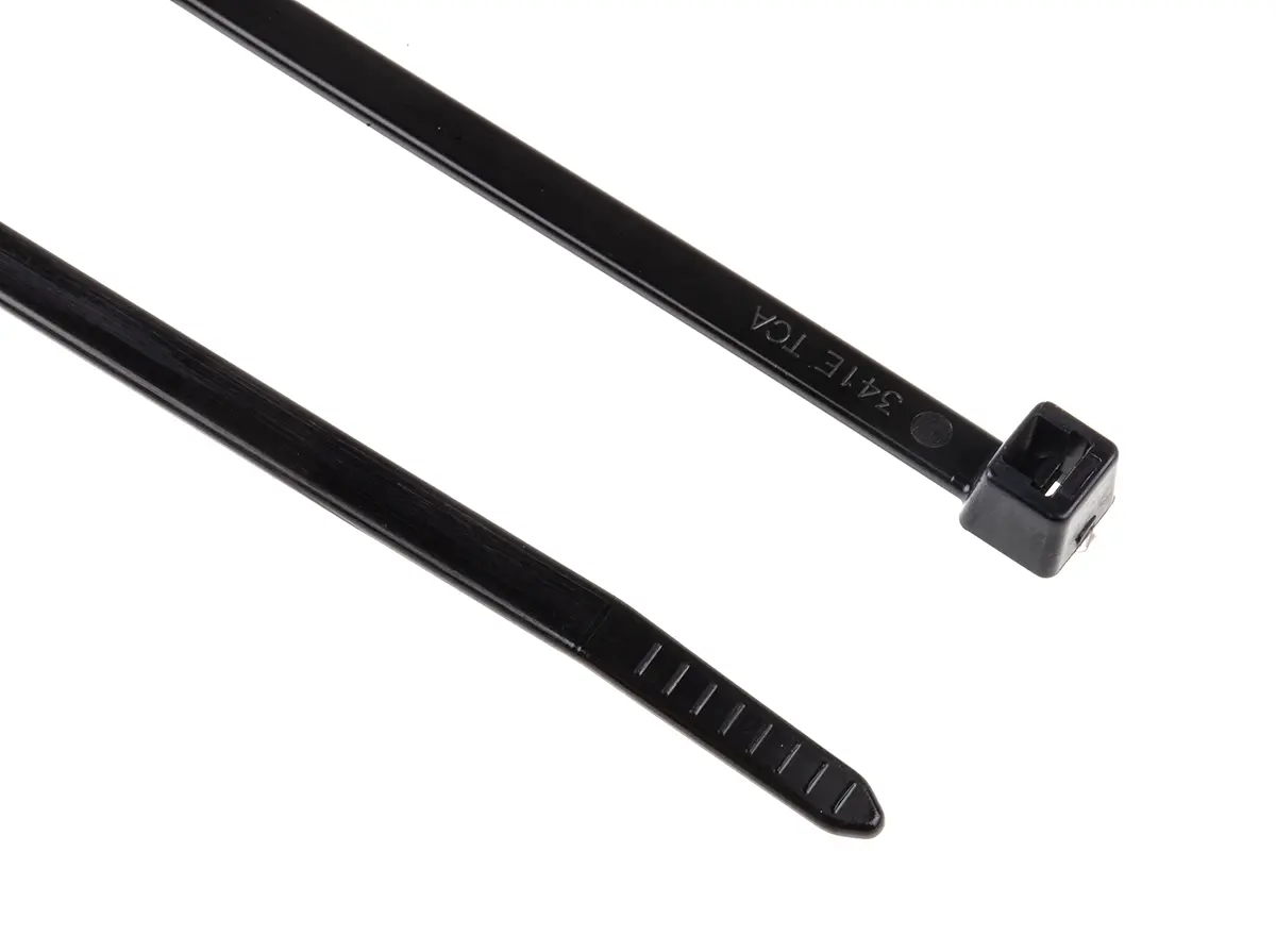 Produktfoto 1 von HellermannTyton T50R Nylon 6.6 Kabelbinder Nicht lösbar Schwarz 4.6 mm x 200 mm