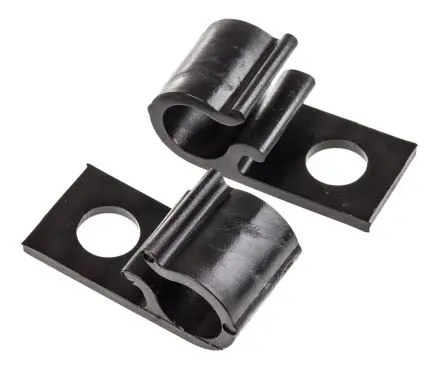 Produktfoto 1 von HellermannTyton D-Clip Kabelhalter Schraubbefestigung, Kabel-Ø 10 mm POM Schwarz 15mm x 10 mm x 17 mm