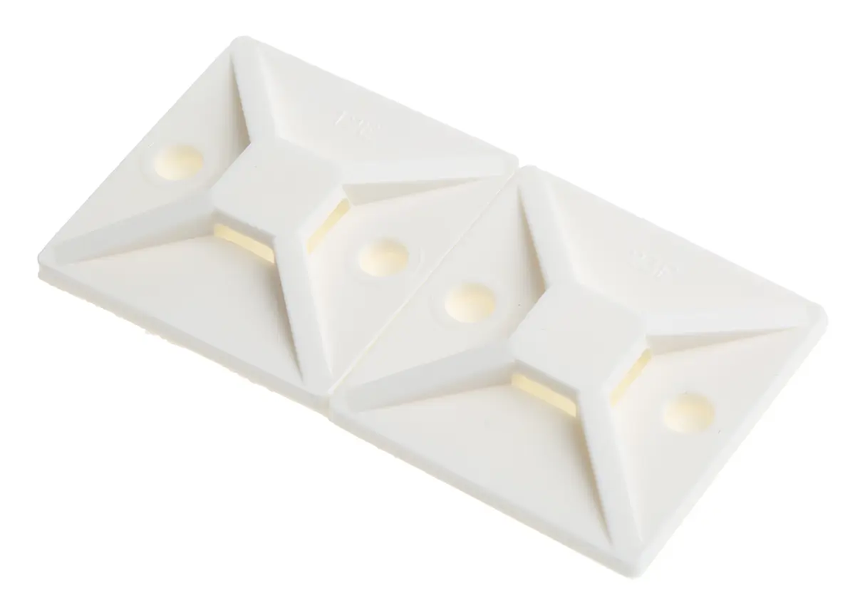 Produktfoto 1 von HellermannTyton Klebend MB Befestigungssockel, Nylon 6.6 Weiß 28 mm x 5.4 mm Kabelbinder x 28 mm für 4 mm