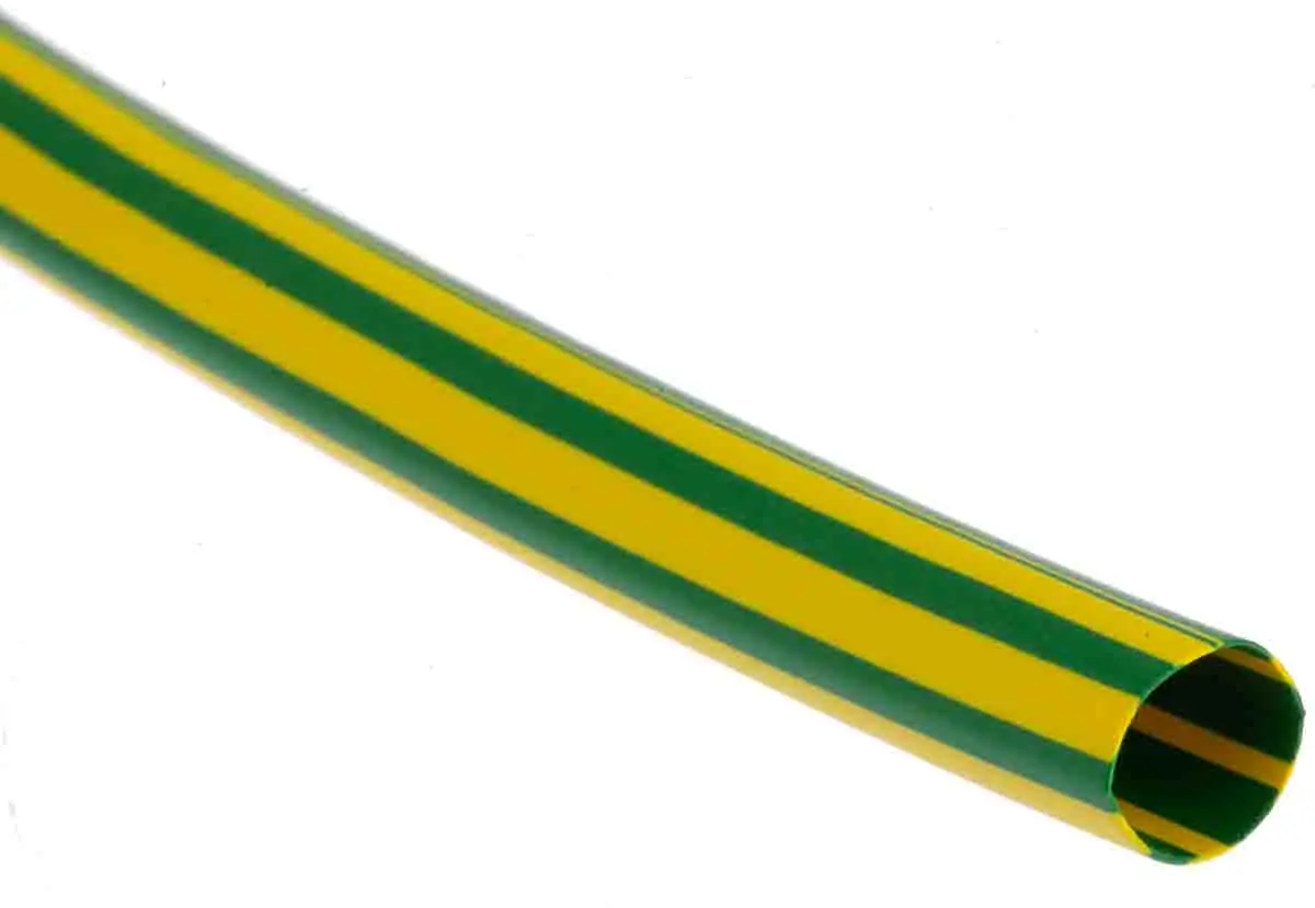 Produktfoto 1 von TE Connectivity DCPT Wärmeschrumpfschlauch, Polyolefin Grün, Gelb, Ø 6 mm Schrumpfrate 2:1, Länge 1.5m