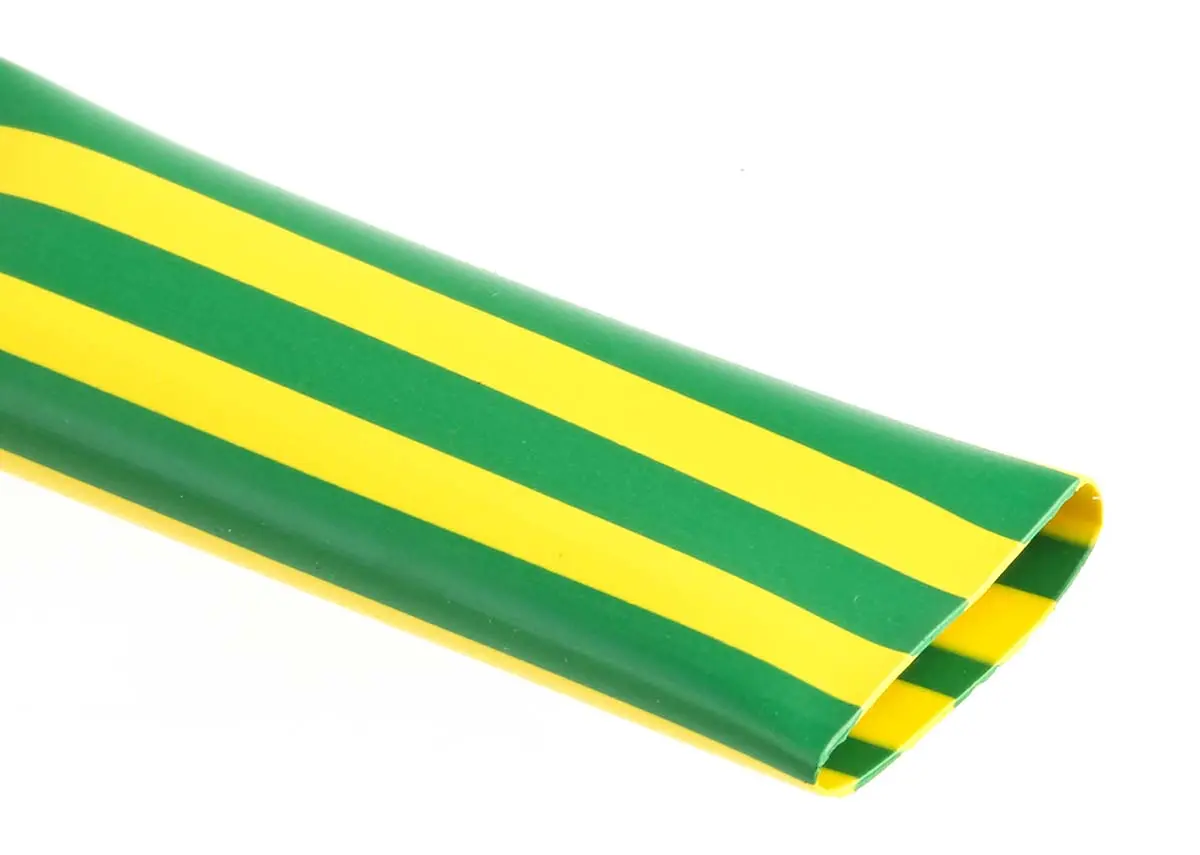 Produktfoto 1 von TE Connectivity DCPT Wärmeschrumpfschlauch, Polyolefin Gelb, Grün, Ø 12 mm Schrumpfrate 2:1, Länge 1.5m