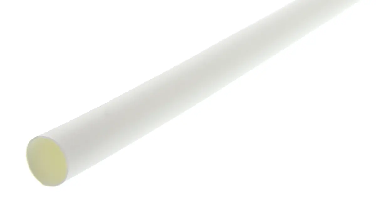 Produktfoto 1 von TE Connectivity RNF-100 Wärmeschrumpfschlauch, Polyolefin Weiß, Ø 6.4 mm Schrumpfrate 2:1, Länge 1.2m
