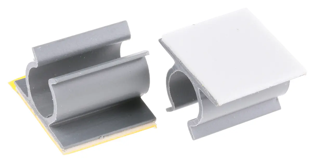 Produktfoto 1 von Essentra Kabelhalter  selbstklebend, Kabel-Ø 9.5mm PVC Grau 19,1 mm x 15.1mm x 19.1mm