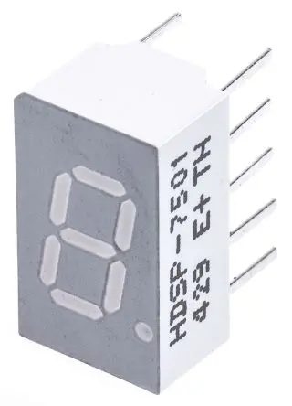 Produktfoto 1 von Broadcom LED-Anzeige 7 Segmente 1 Zeichen Anode, Rot 626nm 5.4mcd Zeichenbreite 4.2 mm Rechts Zeichenhöhe 7.6 mm