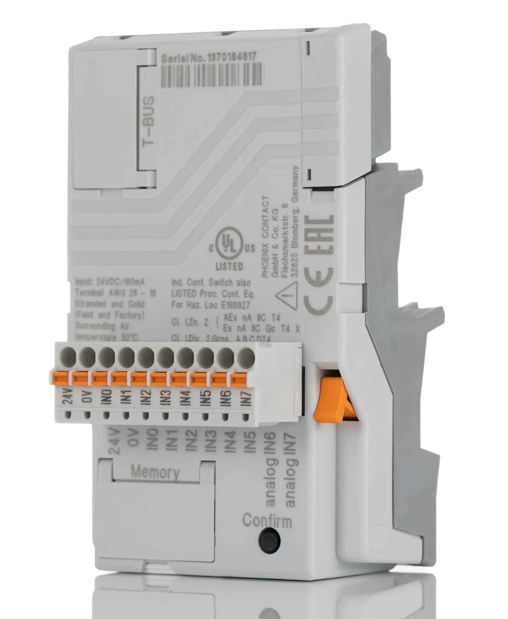 Produktfoto 1 von Phoenix Contact PLC-V8C/PT-24DC/BM2 Anschlusseinheit PLC 24 V dc 9 mA