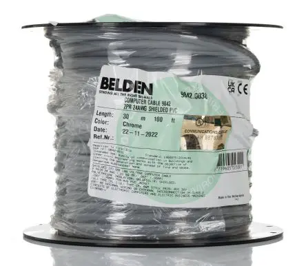 Produktfoto 1 von Belden 9842 Datenkabel, 2-paarig 0.25 mm² 30 m Ø 8.64 mm Polyvinylchlorid isoliert Silber