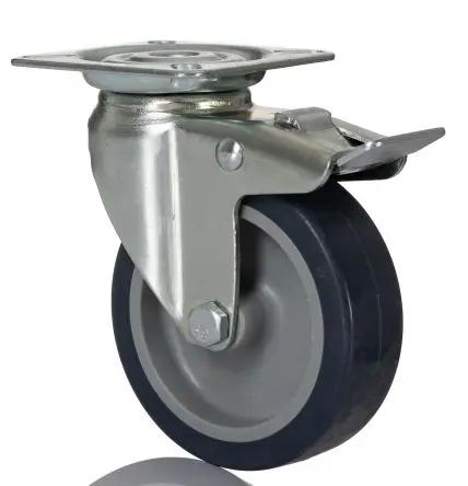 Produktfoto 1 von Tente Gebremst, schwenkbar Rolle, Rad ø 75 mm, 60 kg, Ges H. 100 mm, Rad B. 25 mm, Polyurethan