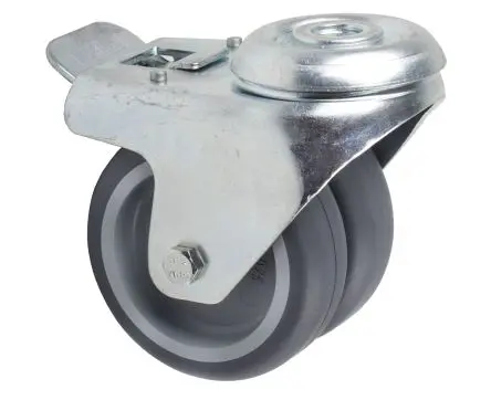 Produktfoto 1 von Tente Gebremst, schwenkbar Rolle, Rad ø 75 mm, 80 kg, Ges H. 99 mm, Rad B. 25 mm, Thermoplast-Gummi