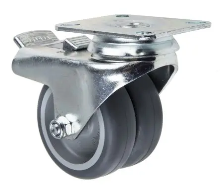 Produktfoto 1 von Tente Gebremst, schwenkbar Rolle, Rad ø 75 mm, 80 kg, Ges H. 99 mm, Rad B. 25 mm, Thermoplast-Gummi