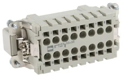 HARTING Han ES Industrie-Steckverbinder Kontakteinsatz Stecker, 16-polig 16A, Kabel, Steckverbindereinsatz