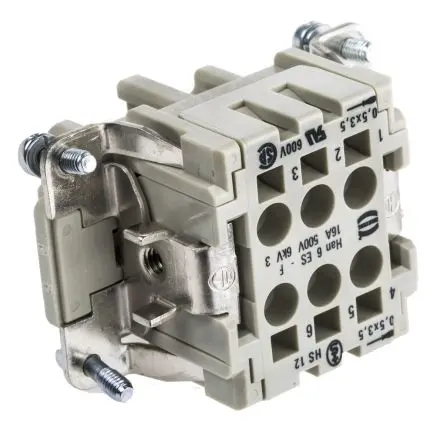 Produktfoto 1 von HARTING Han ES Industrie-Steckverbinder Kontakteinsatz Buchse, 6-polig 10A, Kabel, Steckverbindereinsatz