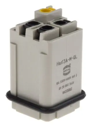 Produktfoto 1 von HARTING 09200 Industrie-Steckverbinder Kontakteinsatz Stecker, 3-polig 10A, Kabel, Steckverbindereinsatz
