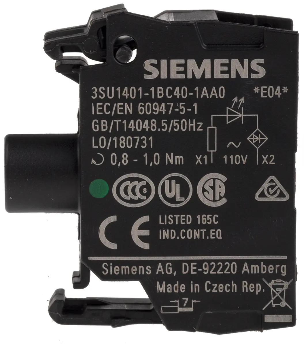 Produktfoto 1 von Siemens SIRIUS ACT 3SU14 Lichtblock Anzeigenblock LED 110V ac Schraubanschluss