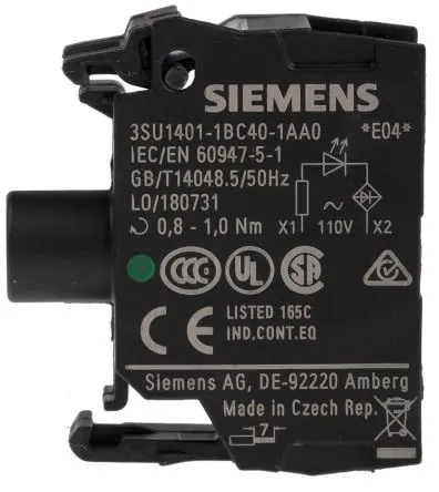 Produktfoto 1 von Siemens SIRIUS ACT 3SU14 Lichtblock Anzeigenblock LED Grün beleuchtet 110V ac Schraube
