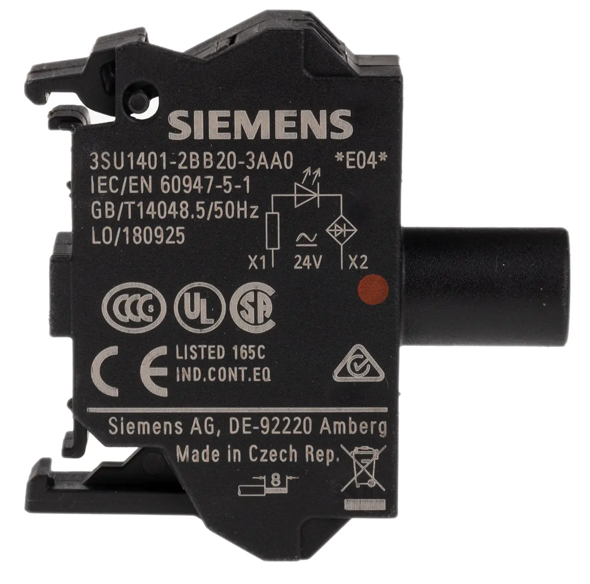 Produktfoto 1 von Siemens 3SU1 Lichtblock Anzeigenblock LED Rot beleuchtet 24V ac/dc Klemmanschluss