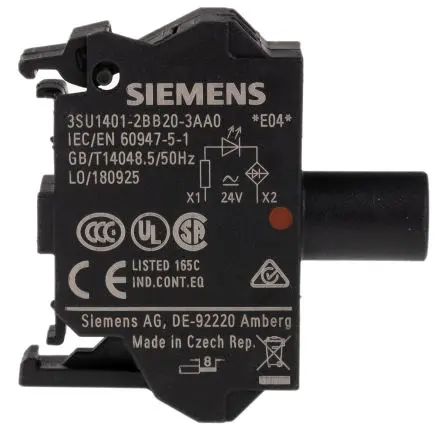 Produktfoto 1 von Siemens 3SU1 Lichtblock Anzeigenblock LED Rot beleuchtet 24V ac/dc Federanschlussklemme