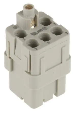 Produktfoto 1 von HARTING Han Q Industrie-Steckverbinder Kontakteinsatz Buchse, 6-polig 16A, Kabel, Steckverbindereinsatz