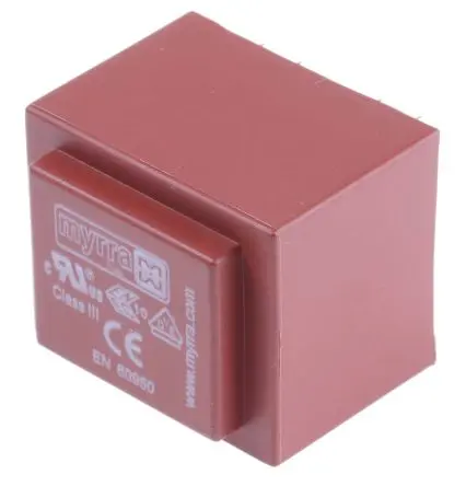 Produktfoto 1 von Myrra Printtrafo, Trafo 117 to 230 V ac / 6 to 24 V ac 2 Ausg. 1.8 VA 32.6 mm x 27.6mm x 27.3 mm 100 g