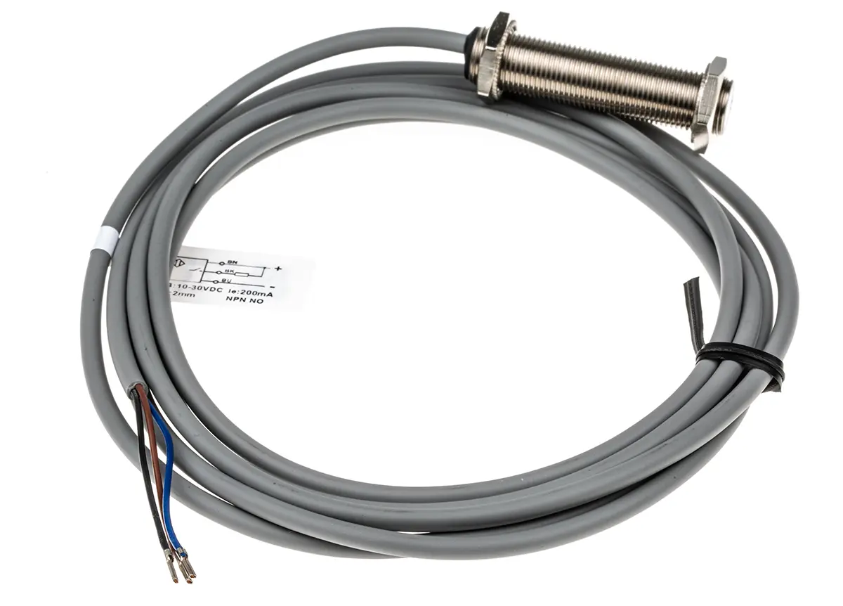 Produktfoto 1 von RS PRO M12 Näherungssensor Kapazitiv, Gewinderohr 2 mm NPN 10 → 30 V dc / 15 mA NO, IP67