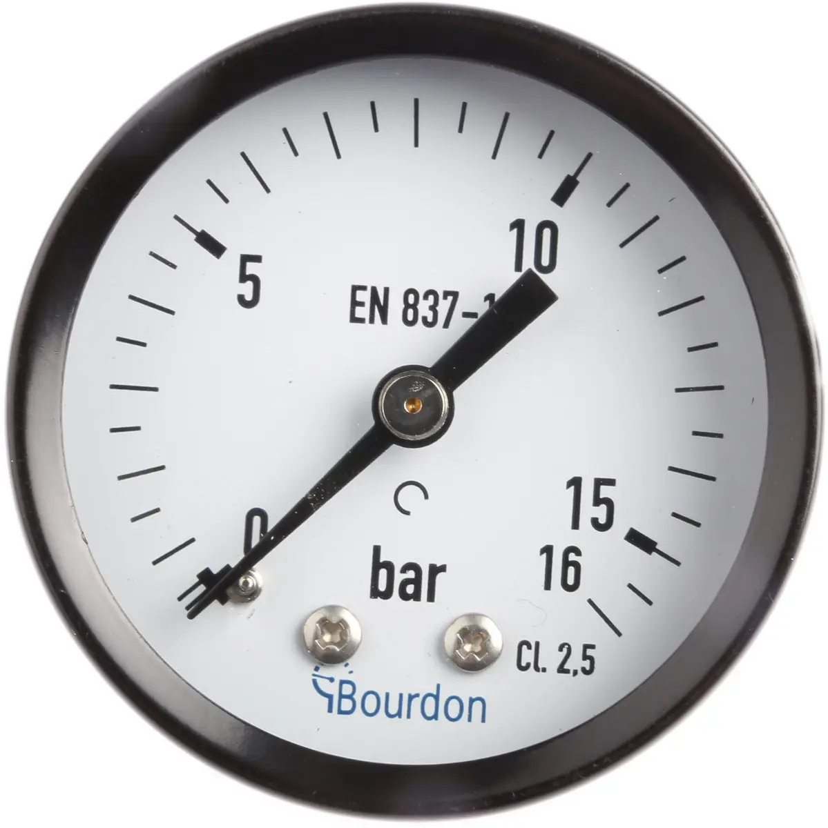 Produktfoto 1 von Bourdon Druckmessgerät Prozessanschluss hinten Analog 0bar → 16bar ± 2.5%, Ø 50mm Stahl Gehäuse