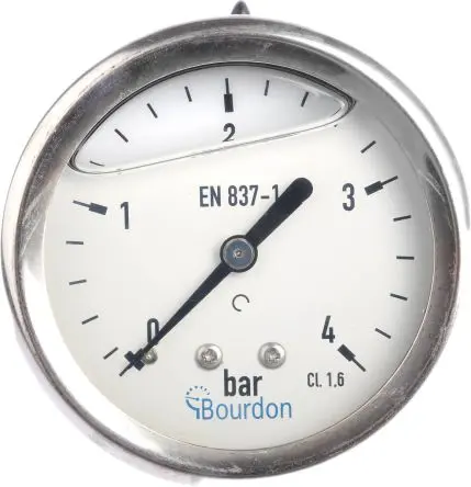 Produktfoto 1 von Bourdon MIT3 Manometer 63 mm 0 bar → 4 bar ±1.6 % Edelstahl Gehäuse G 1/4