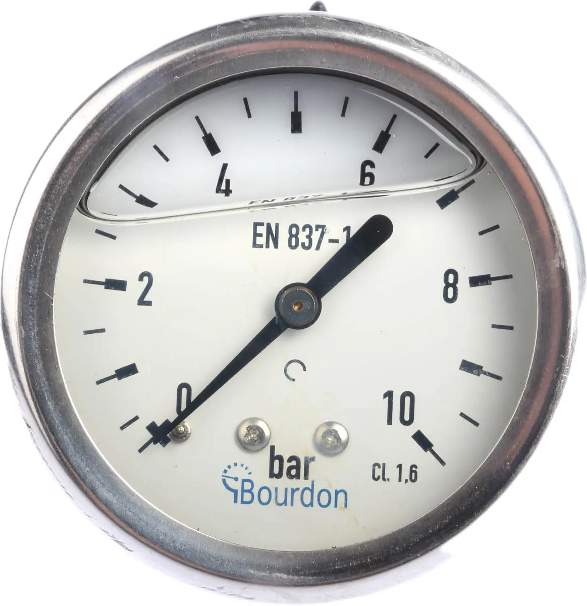Produktfoto 1 von Bourdon Druckmessgerät Prozessanschluss hinten Analog 0bar → 10bar ± 1.6%, Ø 63mm Edelstahl Gehäuse