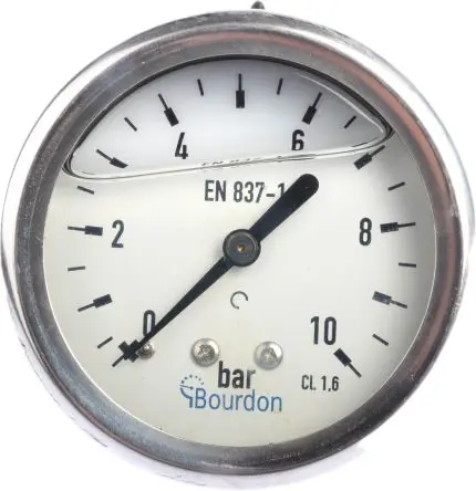 Produktfoto 1 von Bourdon MIT3 Manometer 63 mm 0 bar → 10 bar ±1.6 % Edelstahl Gehäuse G 1/4